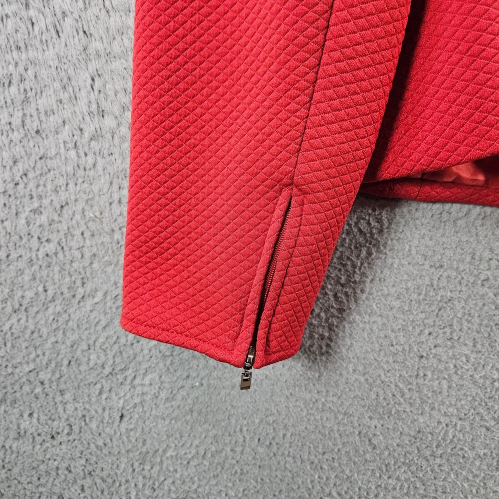 Talbots Petites Red Quilted Zip Front Blazer Jacket Women's Size 14 - Picture 8 of 13